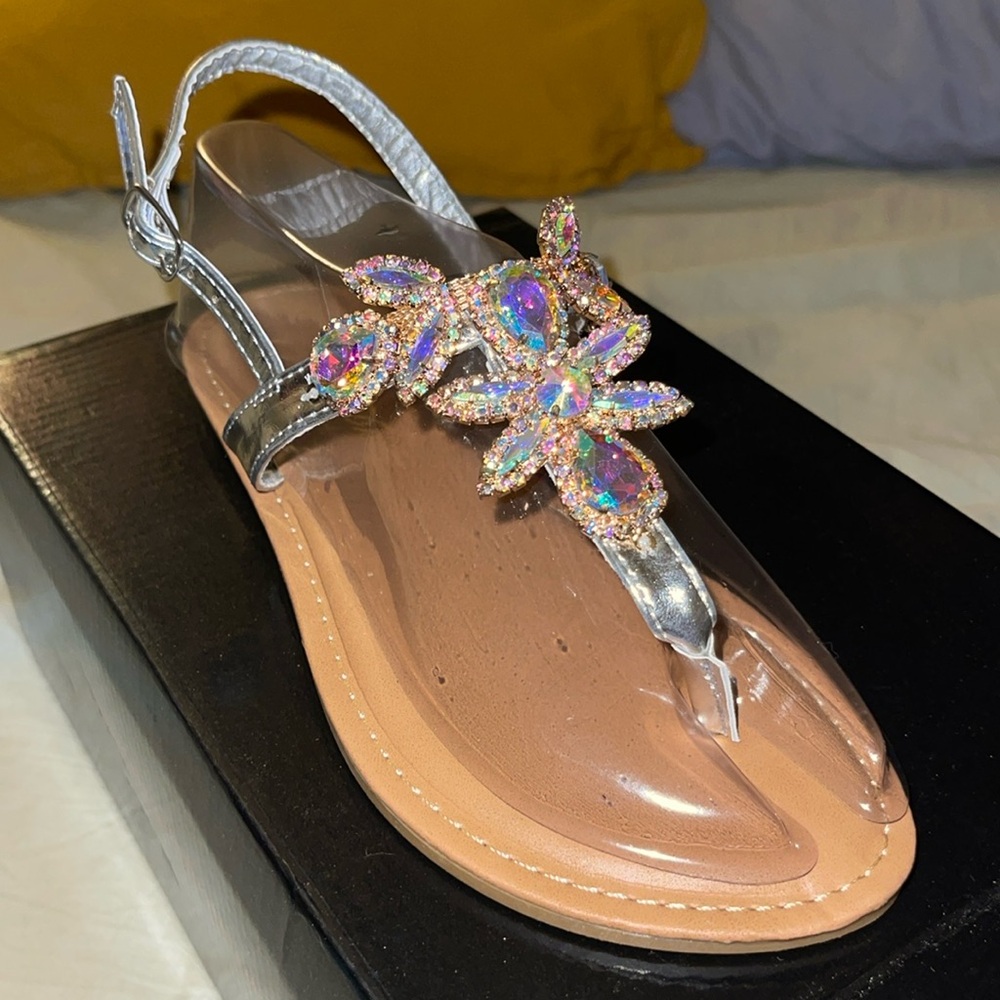 Jeweled Metallic Sandal